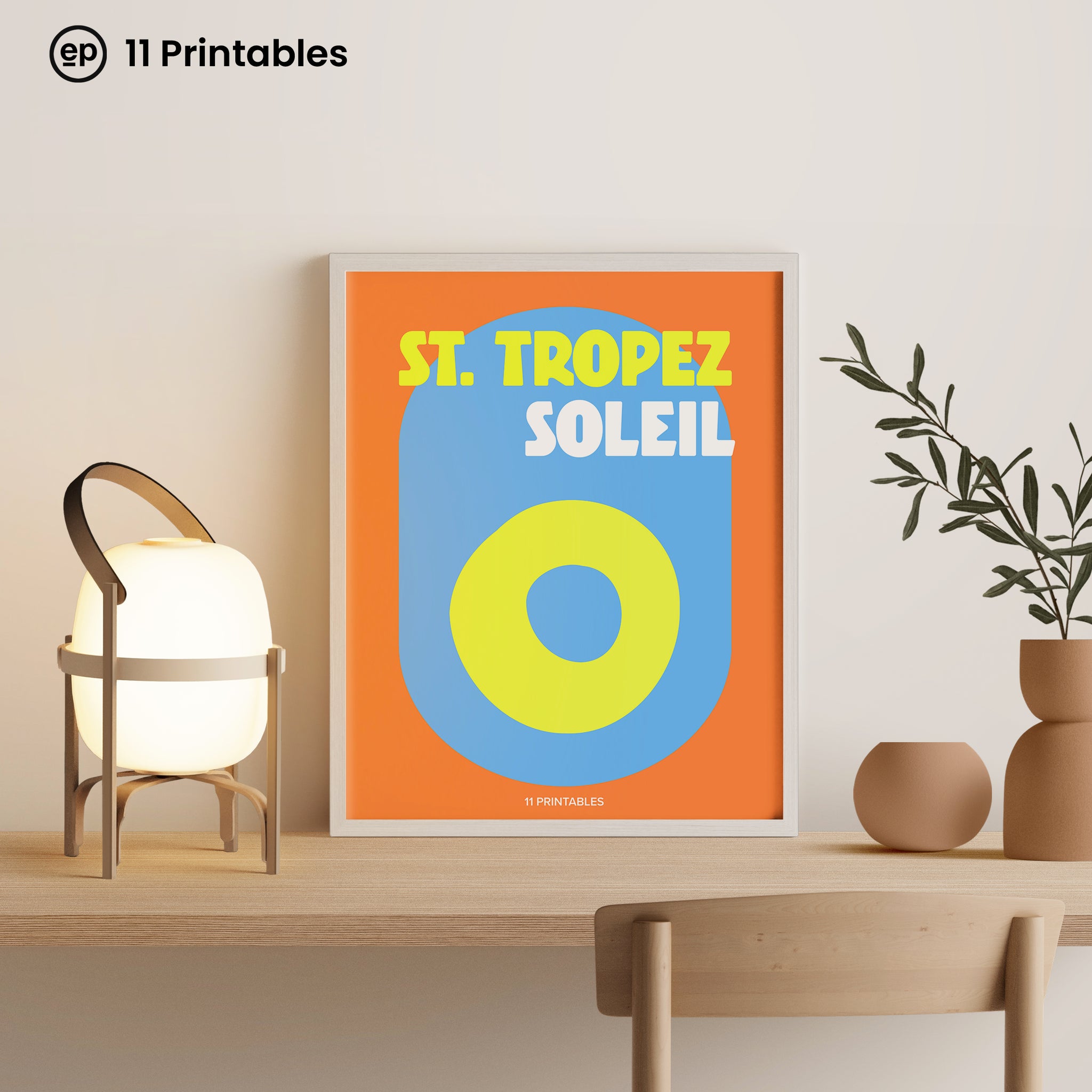 St. Tropez Soleil Orange & Blue Poster