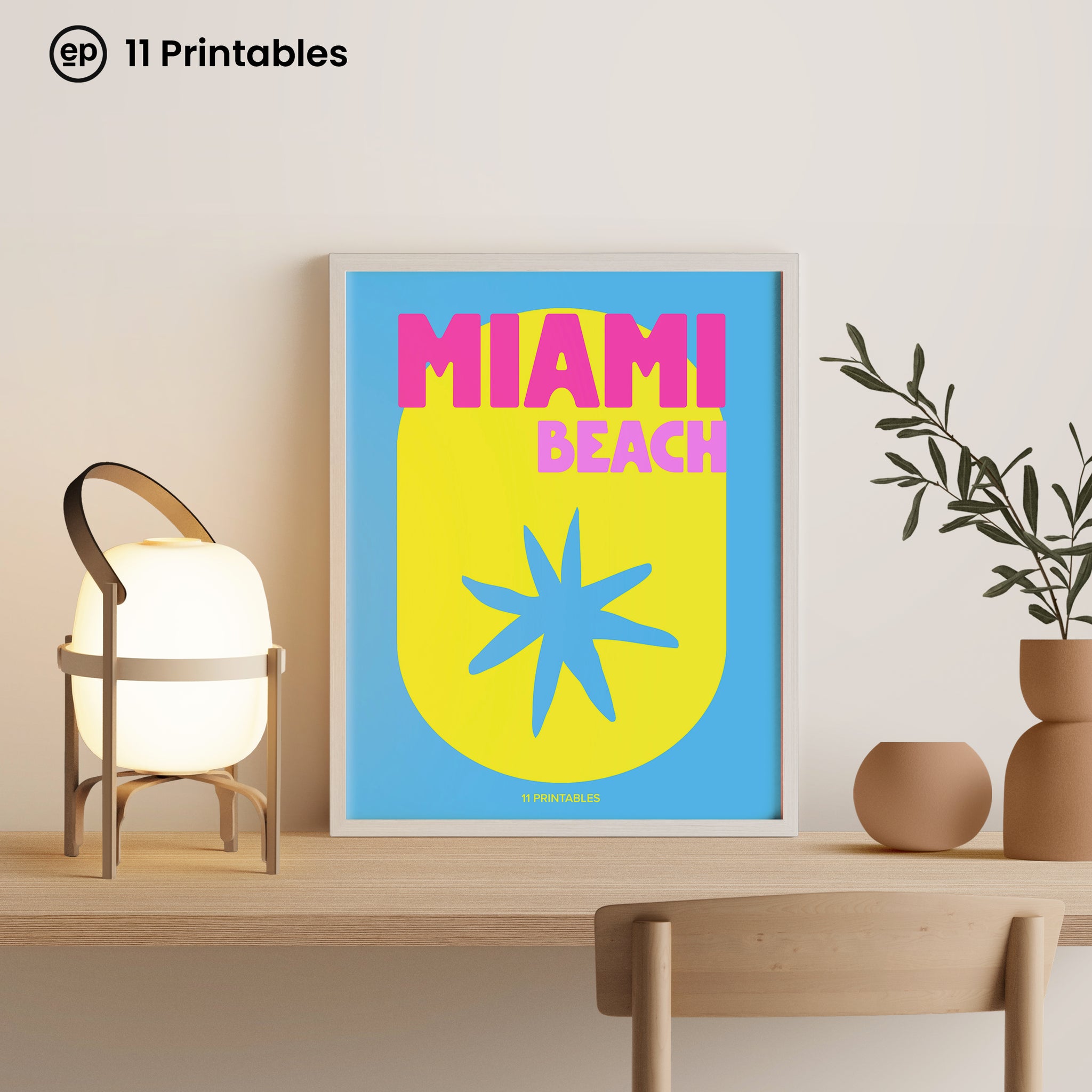 Miami Beach Blue & Yellow Poster