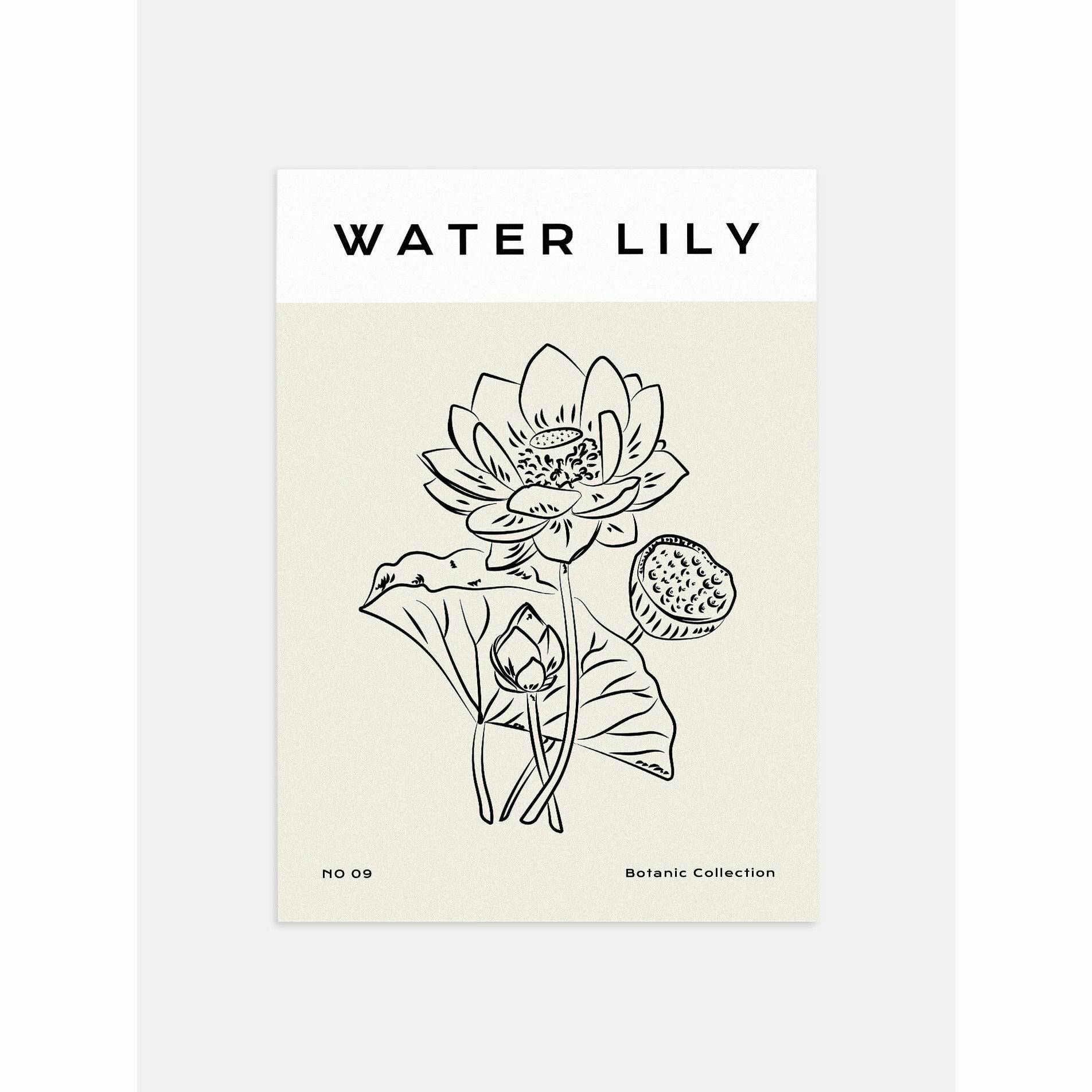 Neutral Water Lily Bedroom Wall Art