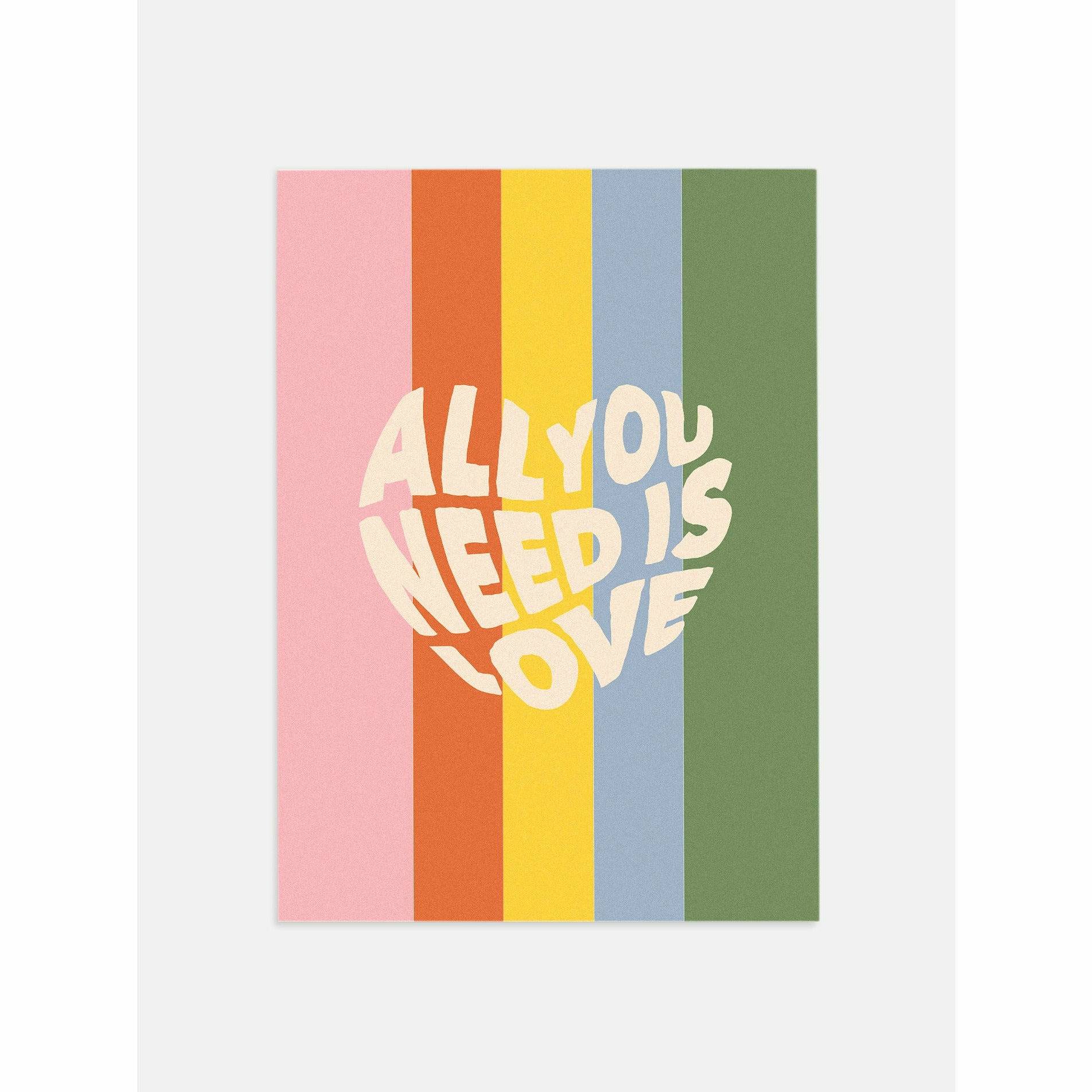 Rainbow All You Need is Love 70s Print