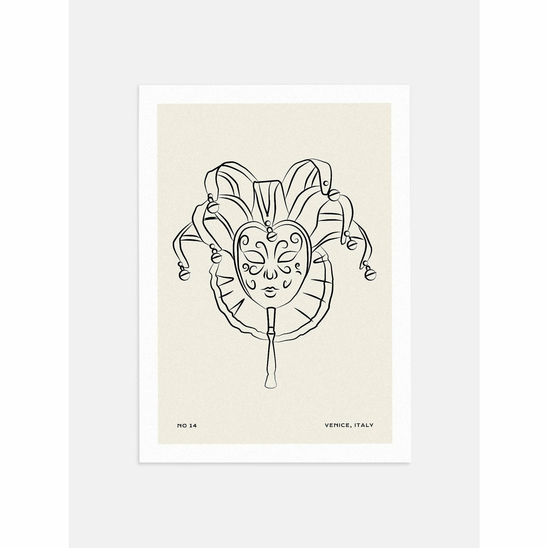 Jester Mask Neutral Bedroom Wall Art