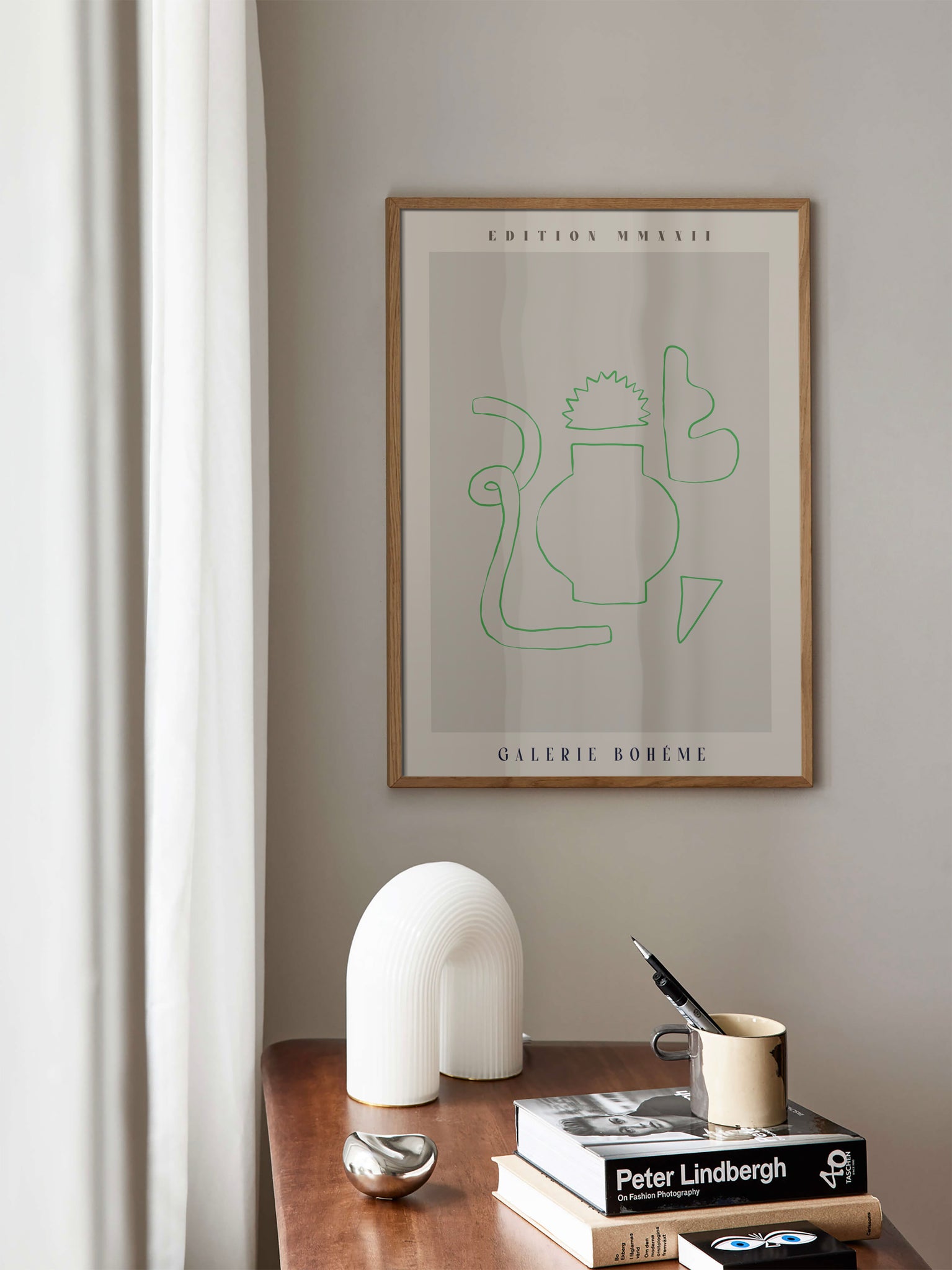 Abstract Green Line Art poster