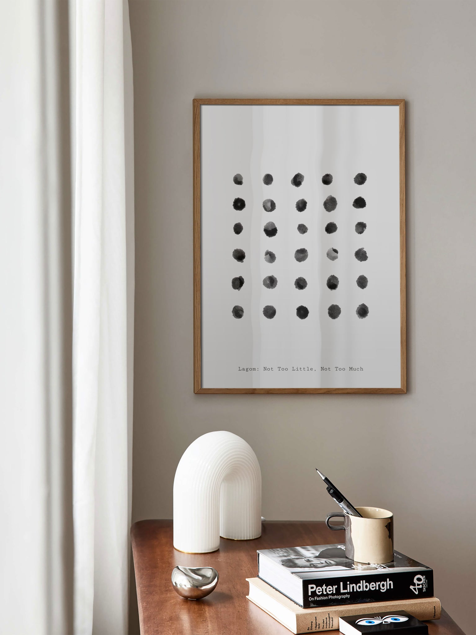 Black & White Watercolor Dots Poster