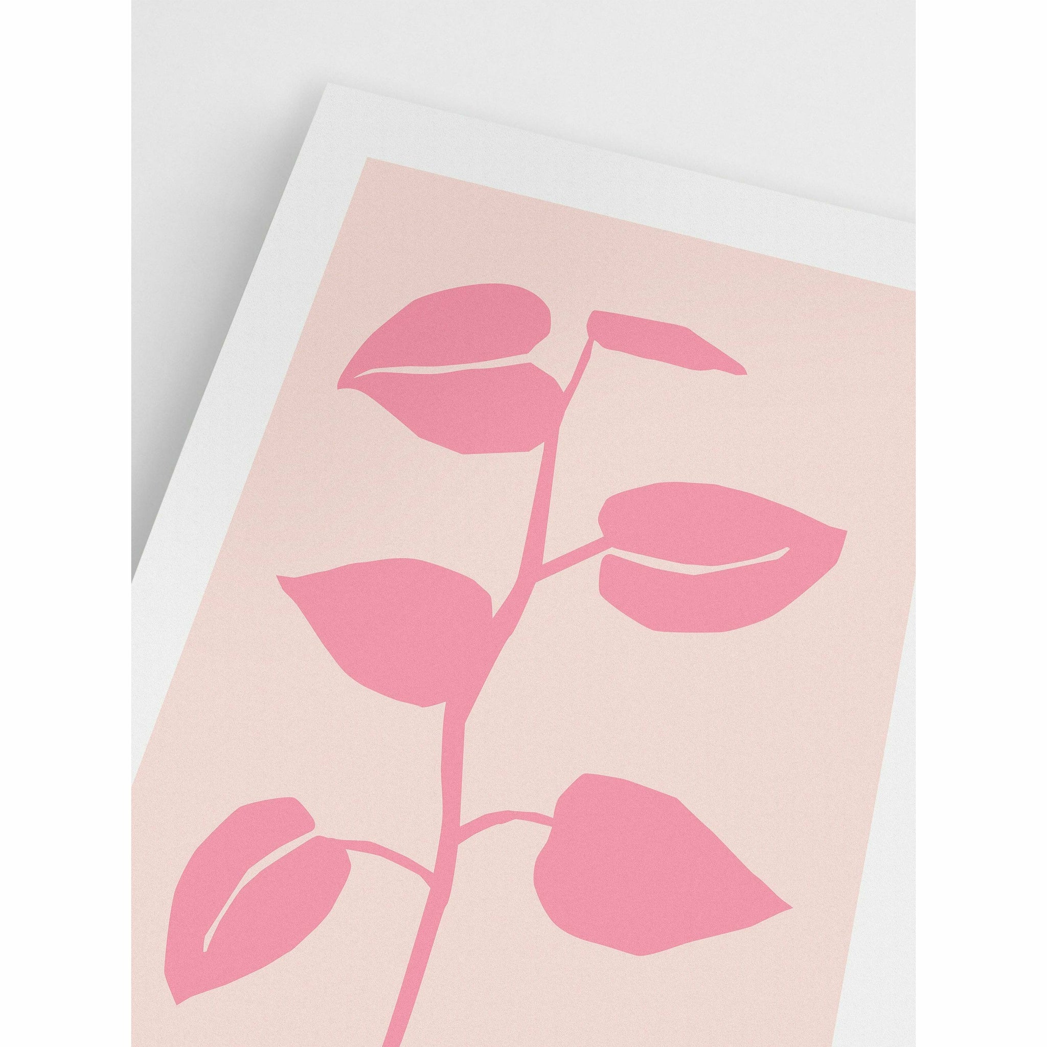 Pink Leafy Bedroom Wall Art Poster