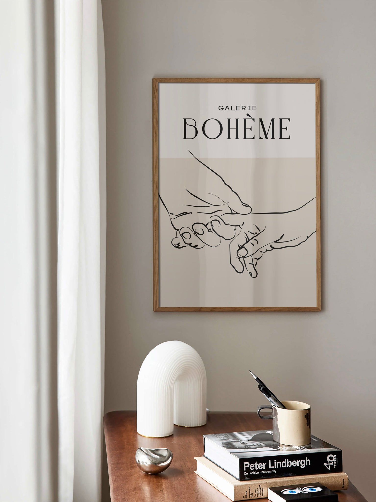 Hands Line Art Bedroom Poster