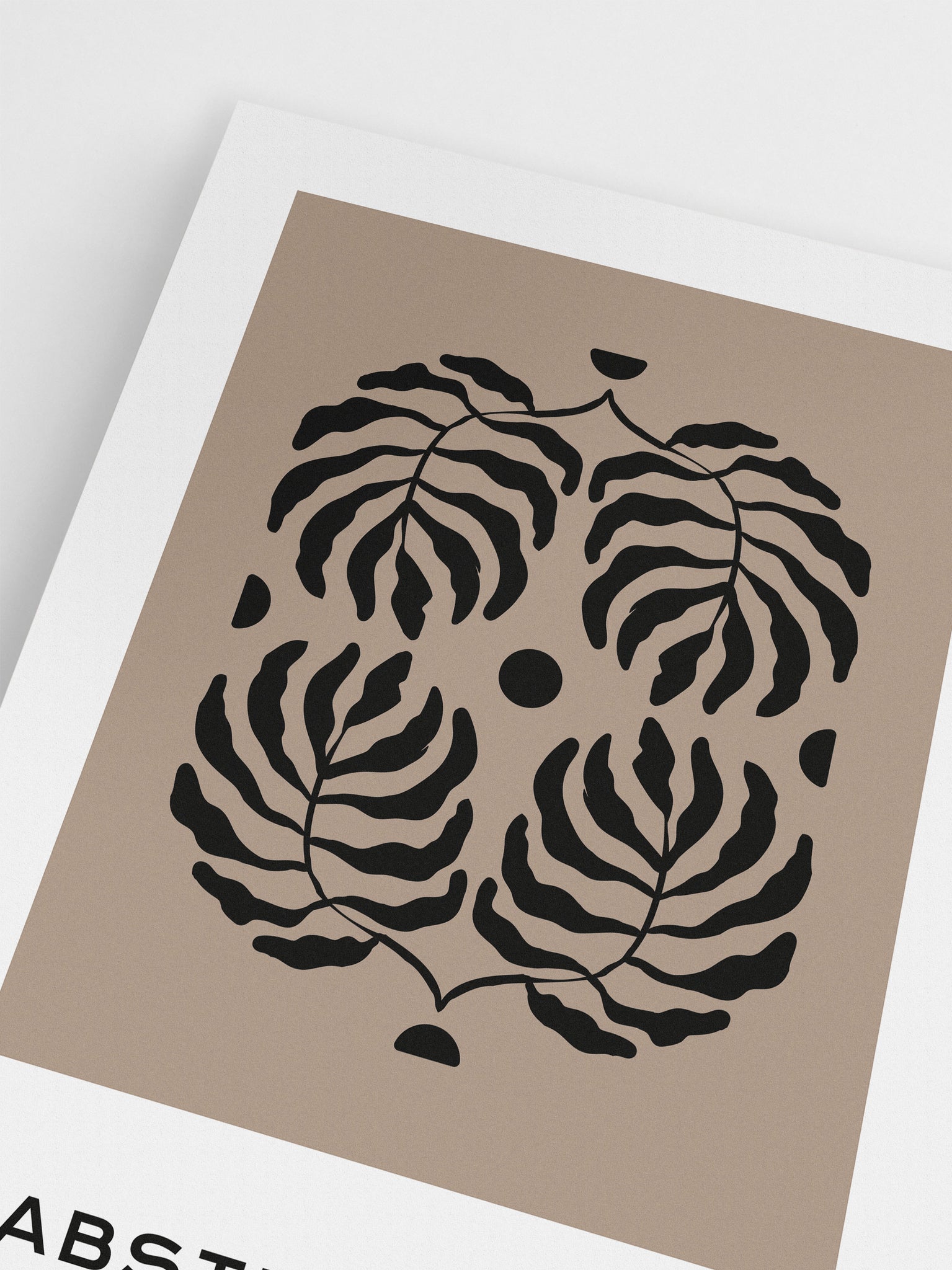 Black & Beige Abstract Floral Poster