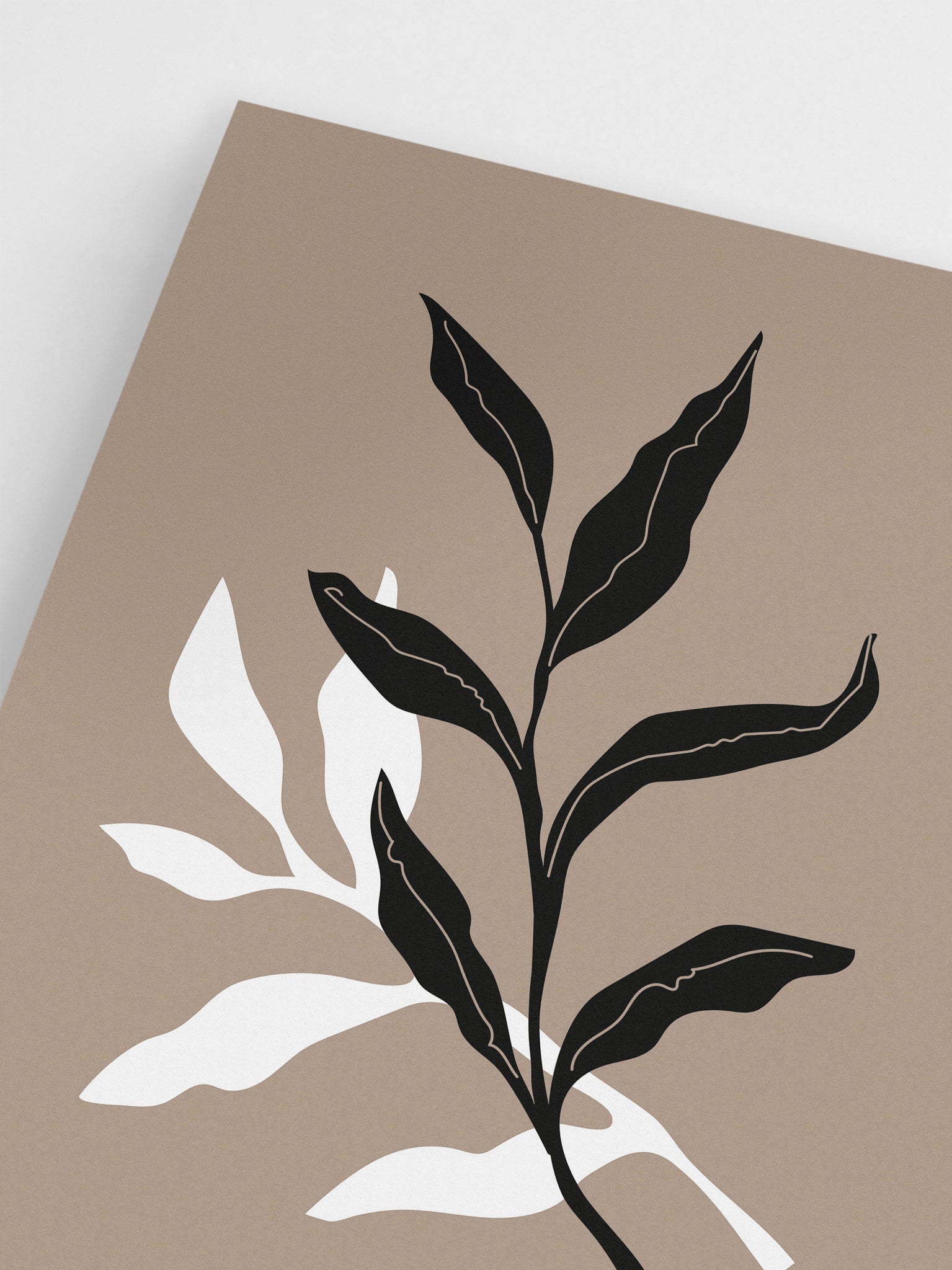 Black & White Painted Leaves Poster