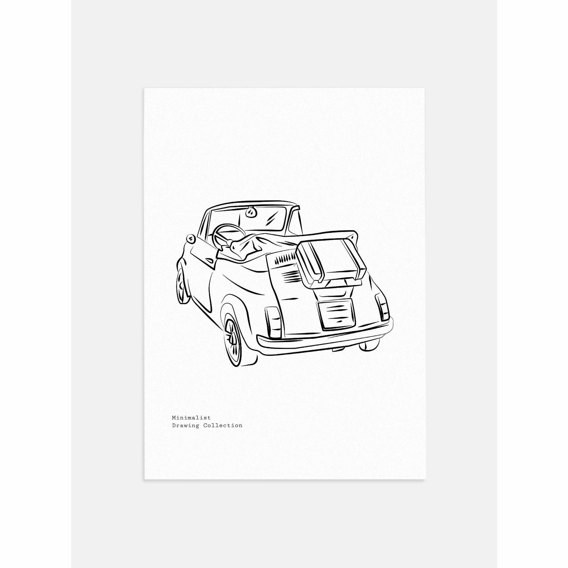 Convertible Line Drawing Poster