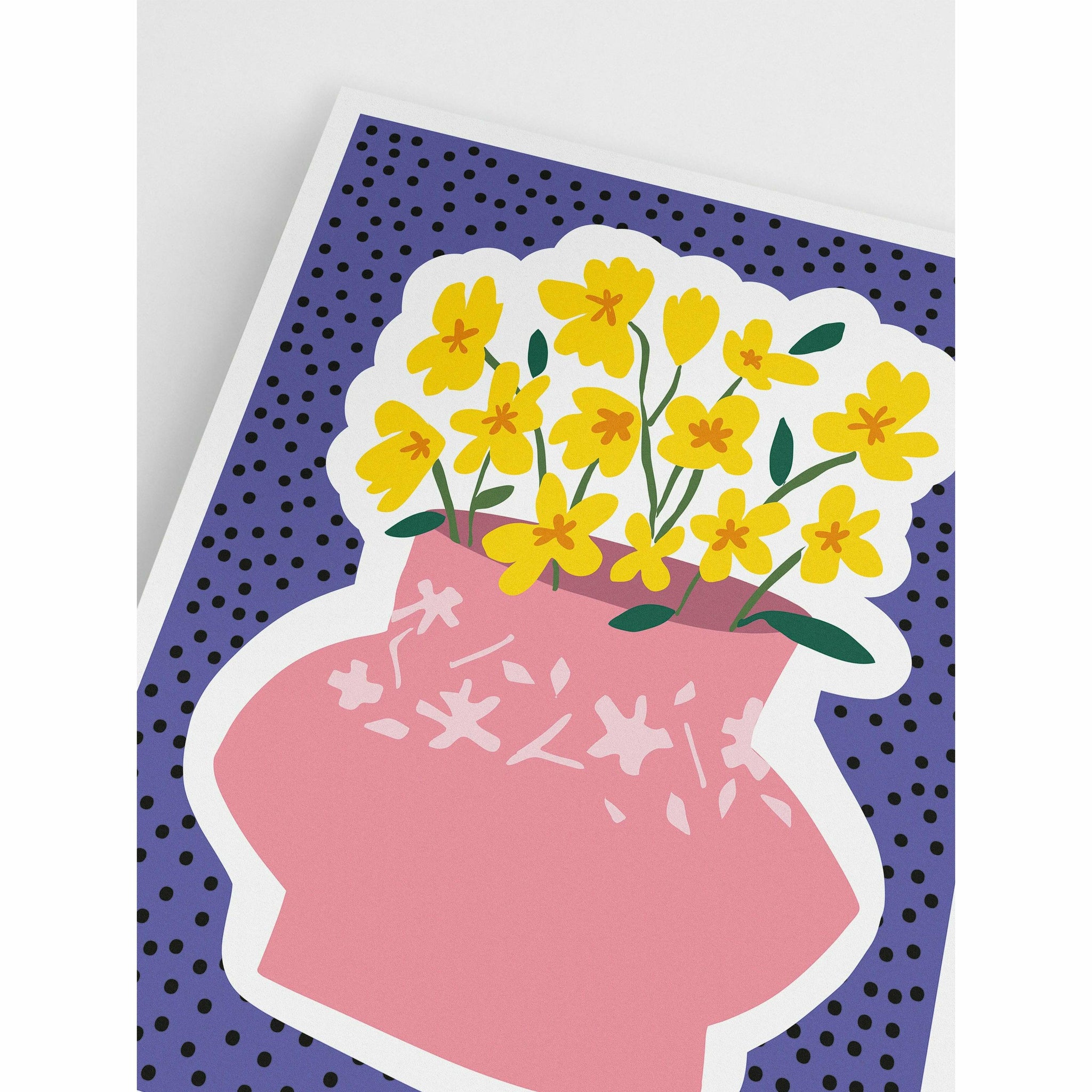 Yellow Flowers Purple Background Poster