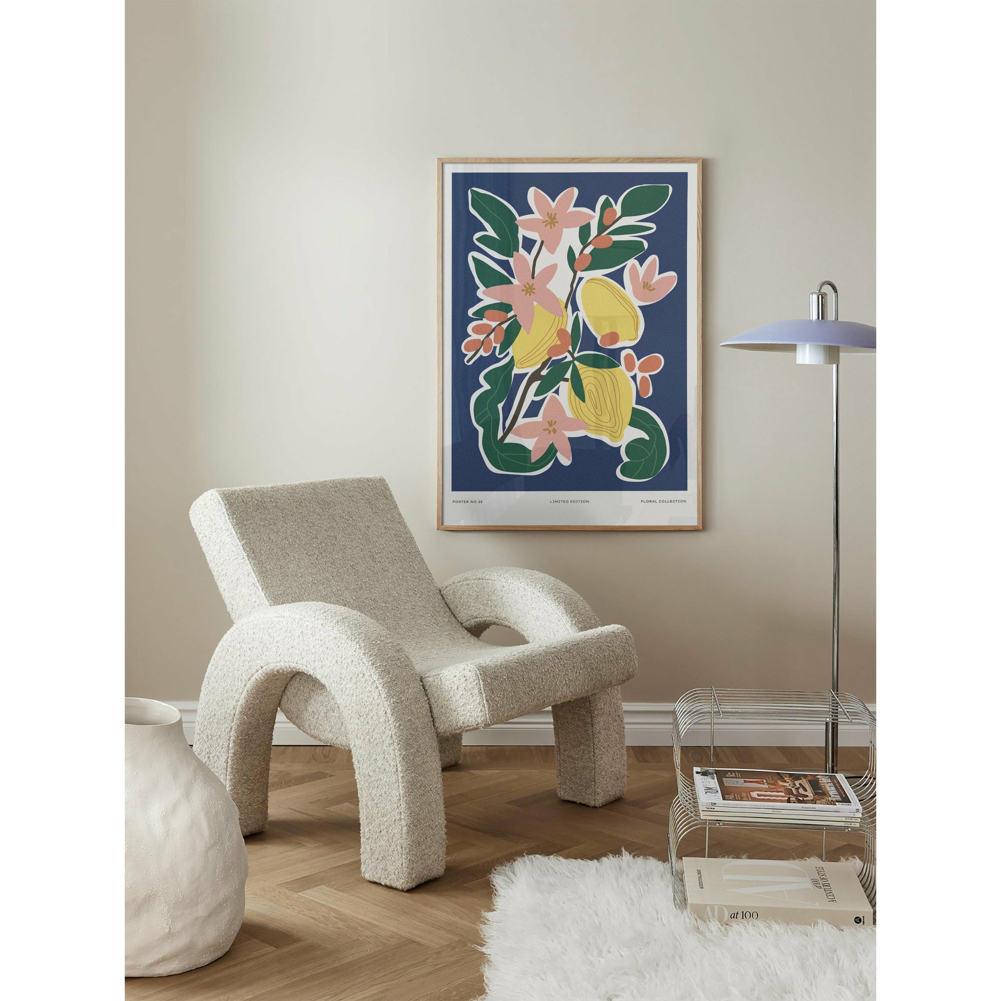 Dark Blue Floral Wall Art